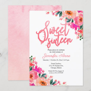 Süße 16 Einladungen Heiß Rosa Floral