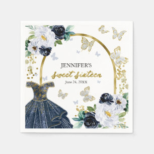 Süße 16 Florale Navyblaue Kleid Schmetterling Serviette