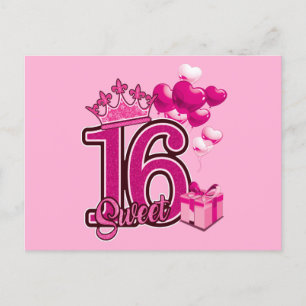 Süße 16 Geburtstags-Pink Postkarte