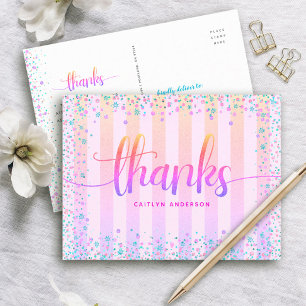 Süße 16. Geburtstags-Regenbogen-Ombre-Glitter-Dank Postkarte
