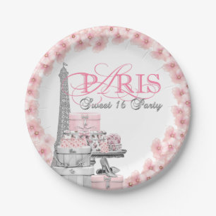 Süße 16. Geburtstagsfeier Pink Paris Pappteller
