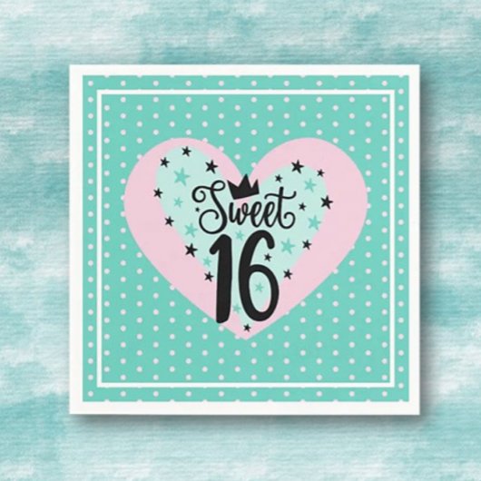 Süße 16. Geburtstagsfeier Serviette