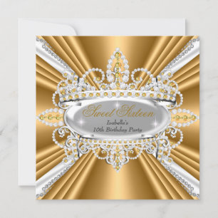 Süße 16 Geburtstagsprinzessin Gold Diamanten Tiara Einladung
