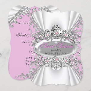 Süße 16 Geburtstagsprinzessin Rosa Diamanten Tiara Einladung