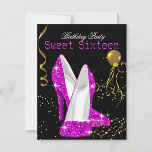 Süße 16 Glitter Rosa Gold Feier Einladung