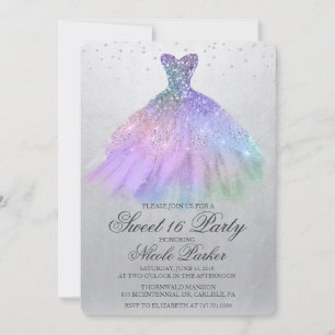 Süße 16 Glitzerkleid Diamant-Einladung Einladung