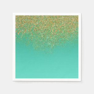 Süße 16 Gold Glitter & Türkis Geburtstagsfeier Serviette