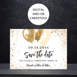 Süße 16 Goldballons Glitzer Party Save The Date