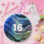 Süße 16 Grün- und Blaumar-mor-personalisiert Pappteller (Party)