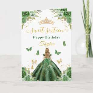 Süße 16 Grüne Prinzessin Blonde Mädchen Karte