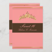 Süße 16/hübsch in rosa Schokolade tiara Einladung (Vorne/Hinten)