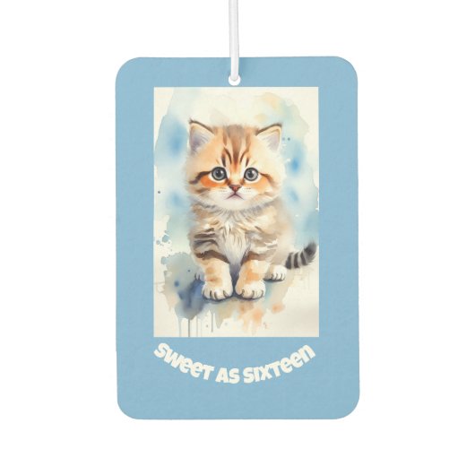 Süße 16 Katze Bild Text Blau Autolufterfrischer (Vorderseite)