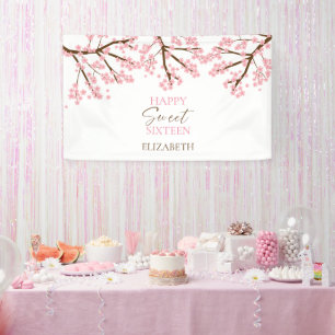 Süße 16 Kirschblüten Geburtstags Frühlingsblumen Banner