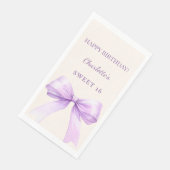 Süße 16 Lavendel-Schleife Elfenbein Serviette (Ecke)
