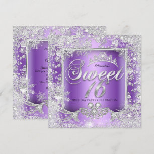 Süße 16 Lila Silber-Tiara Winter Wonderland Einladung