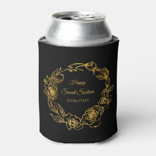 Süße 16 Luxe Gold Rose Personalisierte Schwarze Dosenkühler