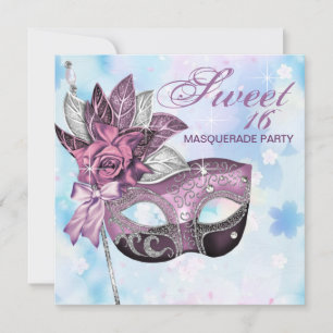 Süße 16. Maskenballparty in Rosa Lila Einladung