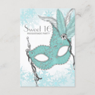 Süße 16-Masquerade-Party in Türkisblau mit Schneef Einladung