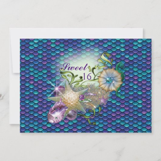 Süße 16 Meerjungfrau im Meer Einladung zum Geburts (Rückseite)