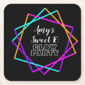 Süße 16 Neonglühen in den dunklen Bars zum Geburts Rechteckiger Pappuntersetzer (Vorderseite)