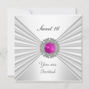 Süße 16 Party-Einladung Weiß Rosa Juwel Einladung