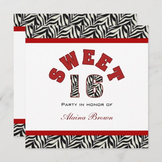 Süße 16 Party Einladungen (Vorne/Hinten)