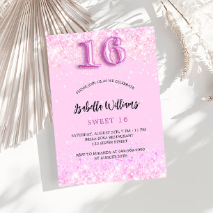 Süße 16-Party für Mädchen mit rosa Konfetti Einladungspostkarte