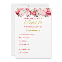 Süße 16 Personalisierte Florale Einladung
