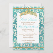Süße 16/ Prinzessin/Perldampfer/aquamarin Einladung (Rückseite)
