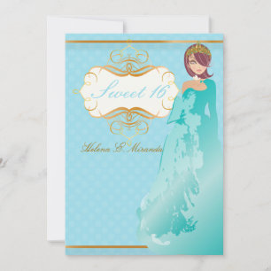 Süße 16/ Prinzessin/Polka-Punkte Einladung