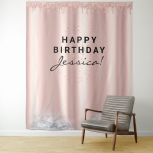 Süße 16 Quinceañera Geburtstag Rosa Elegant Schlan Wandteppich