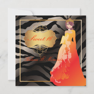 Süße 16/ Quinceañera/Quince años/Zebrastreifen Einladung