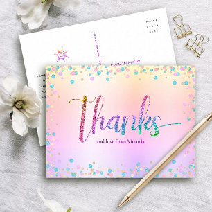 Süße 16 Regenbogen Glitter Ombre Geburtstags Danke Postkarte
