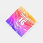 Süße 16 Regenbogenfarbene Marmor-Personalisierung Serviette (Ecke)