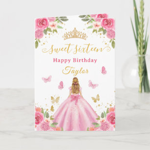 Süße 16 Rosa Prinzessin Blonde Mädchen Karte