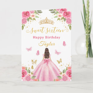 Süße 16 Rosa Prinzessin Brünette Mädchen Karte