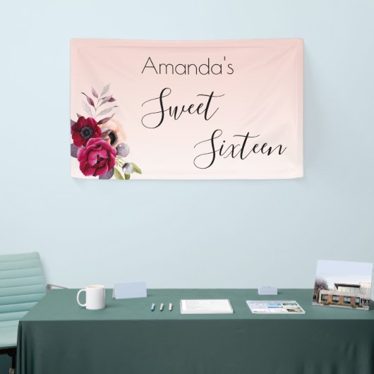 Süße 16 Rosa Rosa Rosa Gold Blüte Banner (Messeveranstaltung)