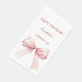 Süße 16 rosa Schleife weiß Serviette (Ecke)