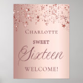 Süße 16 roségoldene Sterne heißen willkommen Poster (Vorne)