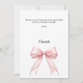 Süße 16 Schleife rosa Perlen Dankeskarte (Rückseite)