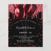 Süße 16 schwarz-rote Glitzer - Aufforderung zur Ei Flyer (Vorne)