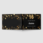 Süße 16 schwarze goldene Sterne Gästebuch (Voll)