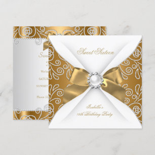 Süße 16 Sechzehn Bronze Gold Falsche Diamant Party Einladung
