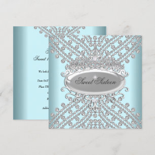 Süße 16 Sechzehn Geburtstag Türkis Weiße Diamanten Einladung