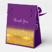 Süße 16 sechzehn lila mit goldenem Bogen Danke Geschenkschachtel (Rückseite)