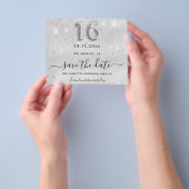 Süße 16 Silber Glitter Funkeln Save-the-Date Flyer (Gruppe)