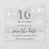 Süße 16 Silber Glitter Funkeln Save-the-Date Flyer (Vorne)