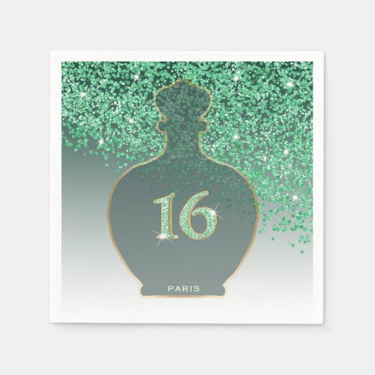 Süße 16 Smaragd-Duft, Grüne Pariser Boutique Serviette (Vorderseite)