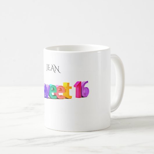 Süße 16 Tasse mit personalisiertem Namen. (VorderseiteRechts)