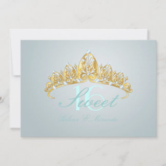 Süße 16/tiara/blaue Topaz Einladungen